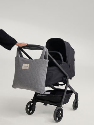 Studio Noos Cabas Flannel Chalkstripe "Mom Bag" | Light Grey