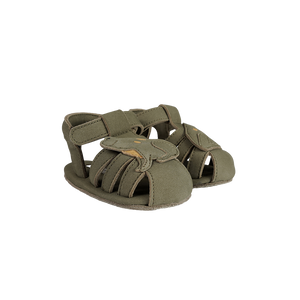 Donsje Baby Sandalen Duni Frog Stone Nubuck, handgefertigt, Nubukleder, Frosch-Design, Klettverschluss