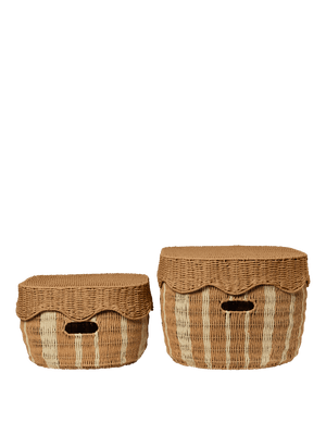 Ferm Living Rivan Paniers de rangement – Lot de 2 | Naturel/Blanc cassé