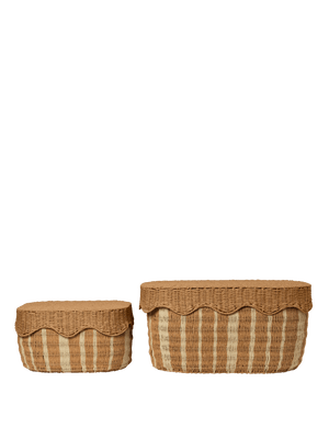 Ferm Living Rivan Paniers de rangement – Lot de 2 | Naturel/Blanc cassé