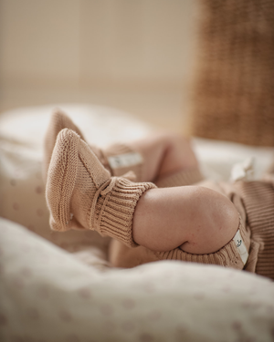 Saga Copenhagen Chaussons Bébé Tricotés - Coton Bio | Nude
