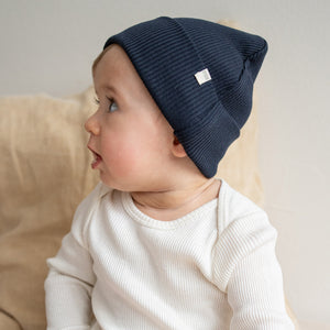 Minimalisma "Bambi" Beanie Seide Baumwolle in Dark Blue – Detailansicht 4