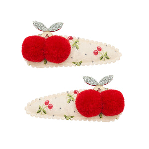 Mimi & Lula Haar-Clips Pompom Cherries mit flauschigen Kirschmotiven für Kinder