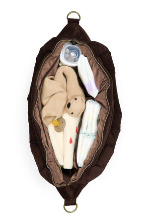 Studio Noos Sac à langer côtelé gonflé "Diaper Bag" | Marron foncé
