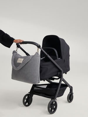 Studio Noos Sac à Langer Flanelle Chalkstripe "Diaper Bag" | Gris Clair