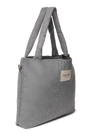 Studio Noos Sac à Langer Flanelle Chalkstripe "Diaper Bag" | Gris Clair