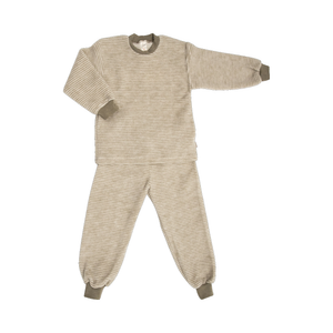 Lilano Schlafanzug 2-teilig Ringel Wolle | Khaki