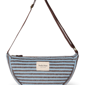 Studio Noos Umhängetasche Stripy Wool "Adult Fanny Pack" | Light Blue / Brown