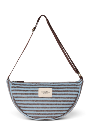 Studio Noos Umhängetasche Stripy Wool "Adult Fanny Pack" | Light Blue / Brown