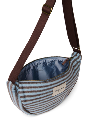 Studio Noos Umhängetasche Stripy Wool "Adult Fanny Pack" | Light Blue / Brown
