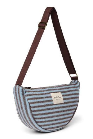 Studio Noos Umhängetasche Stripy Wool "Adult Fanny Pack" | Light Blue / Brown