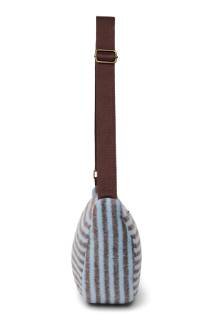 Studio Noos Umhängetasche Stripy Wool "Adult Fanny Pack" | Light Blue / Brown
