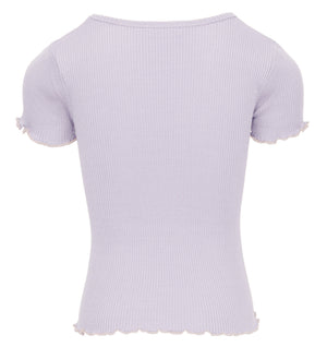 minimalisma Kurzarmshirt Seide 6-12Y "Blomst" Mauve mit Ecru