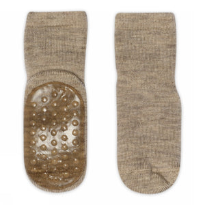 MP Denmark Woll-Antirutschsocken | Hellbraun Meliert