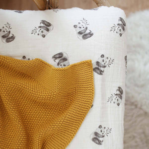 Rose in April Bianca Swaddle Panda | Natur 110x110 cm