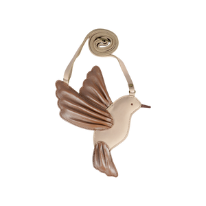 Donsje Umhängetasche Toto Hummingbird Powder Nubuck, Leder, handgefertigt, Kolibri-Detail, verstellbarer Schulterriemen