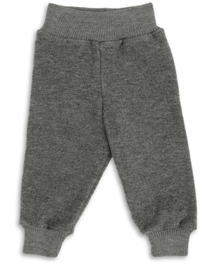 „Engel Natur Baby Wollfleece Hose in Lavagrau Melange – weiche Hose aus Merinowolle mit elastischem Bund, nachhaltig und GOTS-zertifiziert produziert“