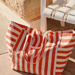 Rose in April "Elisa" Tasche | Tomate / Greige Streifen
