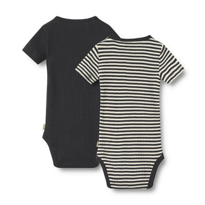 Wheat Ribbed Bodysuit "Spencer" Navy Stripe 2-Pack