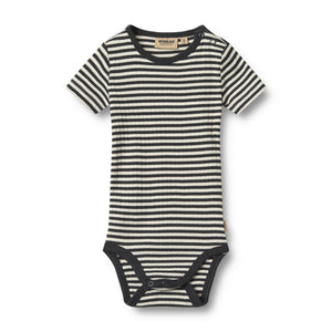 Wheat Ribbed Bodysuit "Spencer" Navy Stripe 2-Pack