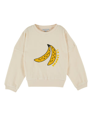 Emile & Ida Kinder Sweatshirt Brodé Banane in Crème mit Bananen-Stickerei