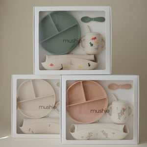 Mushie Set de vaisselle en silicone pour tout-petits | Dinosaures