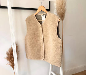 Alwero Erwachsene Bio Wollweste "TYB" | Sand Brown Ultra Light