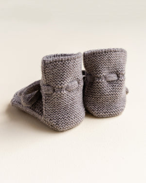 Hvid Babyschuhe Booties Merinowolle Otter – Rückansicht
