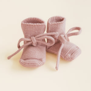 Hvid Babyschuhe Booties Merinowolle | Powder