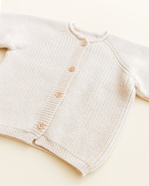 Hvid Cardigan Merinowolle Inga Cream – Materialdetail Merinowolle