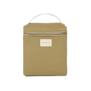 Nobodinoz Kühltasche in Olive Grün, kompakte Isoliertasche aus Bio-Baumwolle mit Reißverschluss & Tragegriff