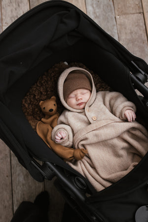 Hvid Babydecke Felix Sand – Materialdetail Merinowolle