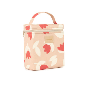 Nobodinoz Kühltasche „Hyde Park“ – Design Red Tulips, kompakte Tasche mit Griff, isolierendes Innenfutter, aus Bio-Baumwolle