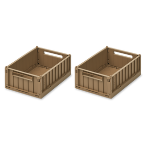 Liewood Aufbewahrungsboxen S 2er Set Weston Oat – Die Boxen sind faltbar, stapelbar und werden in einem 2er-Set geliefert.