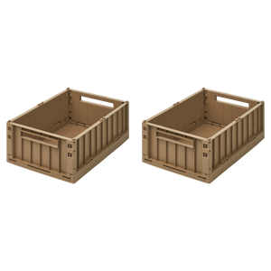 Liewood Aufbewahrungsboxen M 2er Set Weston Oat – Die Boxen sind faltbar, stapelbar und werden in einem 2er-Set geliefert.