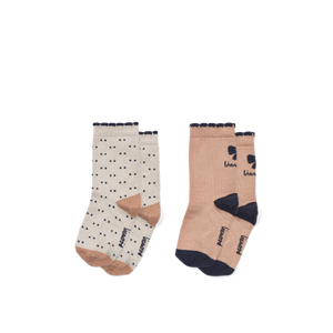Liewood Socken Azenore Bow Tuscany Rose / Double Dots Mix 2er-Pack – 2 Stück pro Packung - Mit 2 verschiedenen süssen Prints - Perfektes Geburtstagsgeschenk - Waschanleitung: Bei 40 Grad waschbar - Elastisch und angenehm zu tragen