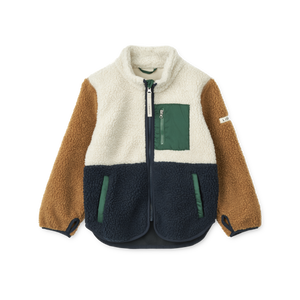 Liewood Kinder-Sherpa-Jacke Nolan in weichem Fleece, ideal für Frühling bis Herbst.