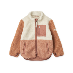 Liewood Kinder-Sherpa-Jacke Nolan in weichem Fleece, ideal für Frühling bis Herbst.