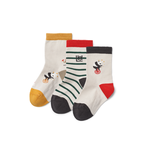 Liewood Socken Silas Circus Sandy Mix 3er-Pack – 2 Stück pro Packung - Mit 2 verschiedenen süssen Prints - Perfektes Geburtstagsgeschenk - Waschanleitung: Bei 40 Grad waschbar - Elastisch und angenehm zu tragen