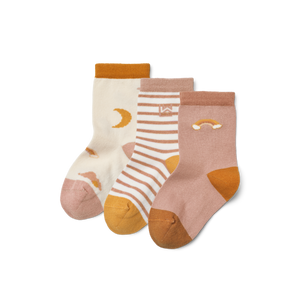 Liewood Socken Silas Dream / Ecru Mix 3er-Pack – 2 Stück pro Packung - Mit 2 verschiedenen süssen Prints - Perfektes Geburtstagsgeschenk - Waschanleitung: Bei 40 Grad waschbar - Elastisch und angenehm zu tragen