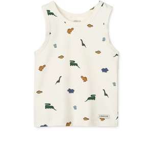 Liewood Tank-Top Faris 2er Pack | Mini Dinosaurs Creme Stripe Mix – Rückansicht