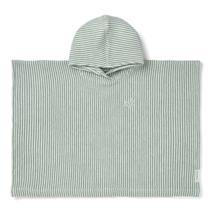 Liewood Poncho Paco Peppermint / Creme De La Creme – Badeponcho mit Kapuze aus 100 % Bio-Baumwolle in Waffelstruktur.
