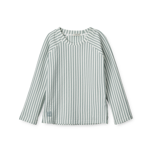 Liewood Badeshirt mit UV-Schutz Noah Seersucker Stripe Sea Blue White – Das Shirt hat einen hohen UV-Filter 40+ für den besten Sonnenschutz.