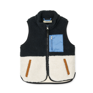 Liewood Weste Vada Pile Midnight Navy Multi Mix – Bequem, praktisch und ideal zum Spielen im Freien.