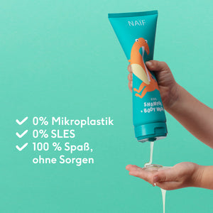 Naïf Kids Bath Salt – knisterndes, farbiges Badesalz fuer Kinder in 40-g-Beutel, vegan und sanft zur empfindlichen Haut.