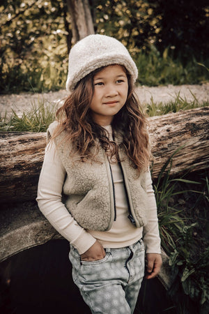 Alwero Gilet en Laine Bio pour Enfant | Marron Sable