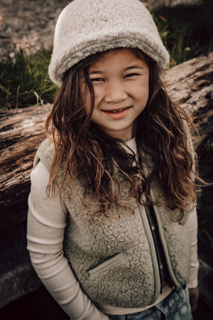 Alwero Gilet en Laine Bio pour Enfant | Marron Sable