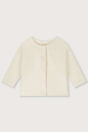Gray Label Baby-Strickjacke aus Fleece, Raglanärmel, Druckknopfverschluss, Bio-Baumwollfleece mit Elastan, dezentes Logo-Stick