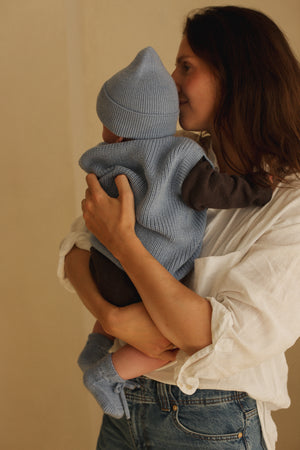 Hvid Strick-Weste Baby "Harvey" | Light Blue