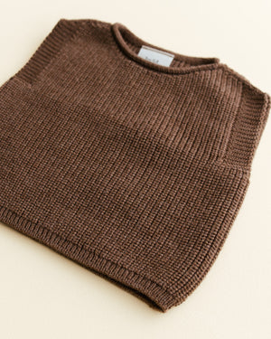 Hvid Strick-Weste Baby Harvey Mocha – Rückansicht
